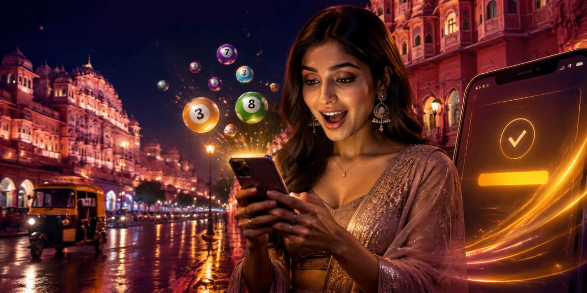 Happy young woman registering on mobile cricket betting app